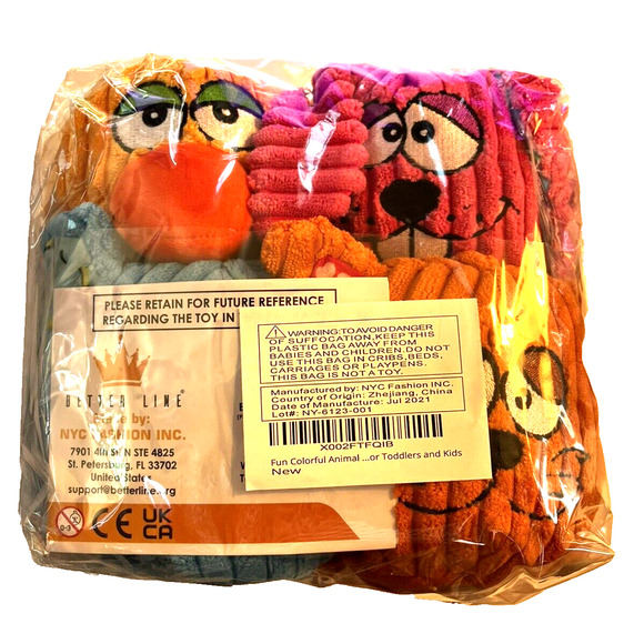 Better Line Hand Puppets NEW 4 Animals Colorful Bunny Duck Cat Elephant Sealed - Picture 8 of 8